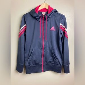Adidas Women’s Essentials 3 stripe full zip hoodie size large